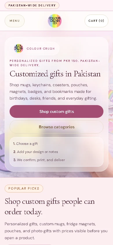 Colour Crush Co mobile website preview