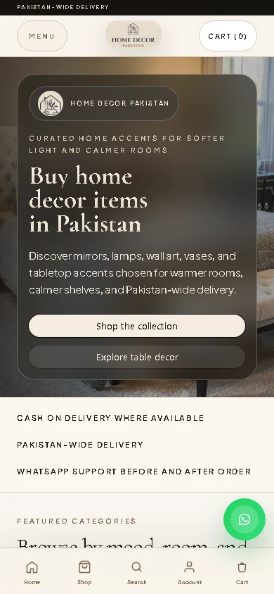 Home Decor Pakistan mobile website preview
